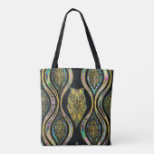 Gold Tribal Owl op Boho Abalone Pattern Tote Bag (Achterkant)
