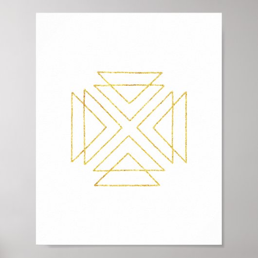 Gold Tribal Triangles Geometrische Muur Kunst Poster (Voorkant)