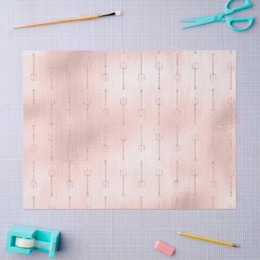 Gold Tridents on Pink Decoupage Tissuepapier (Craft)