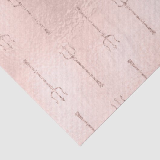 Gold Tridents on Pink Decoupage Tissuepapier (Detail)