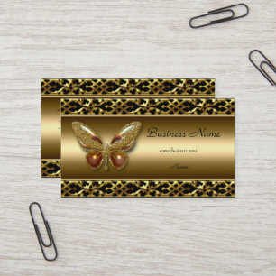 Gold Trim Black Butterfly Elegant Visitekaartje