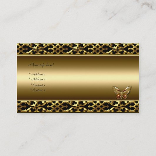 Gold Trim Black Butterfly Elegant Visitekaartje (Achterkant)