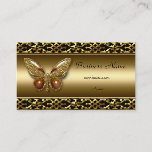 Gold Trim Black Butterfly Elegant Visitekaartje (Voorkant)