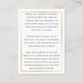 Gold Trim Celebration of Life Prayer Kaarten Visitekaartje (Achterkant)