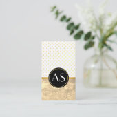 Gold Trim en Polka Dots / Classic Monogram Visitekaartje (Staand voorkant)