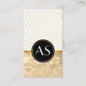 Gold Trim en Polka Dots / Classic Monogram Visitekaartje (Voorkant)