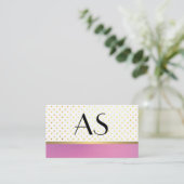 Gold Trim en Polka Dots / Paars Visitekaartje (Staand voorkant)