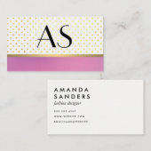 Gold Trim en Polka Dots / Paars Visitekaartje (Voorkant / Achterkant)