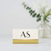 Gold Trim en Polka Dots Visitekaartje (Staand voorkant)