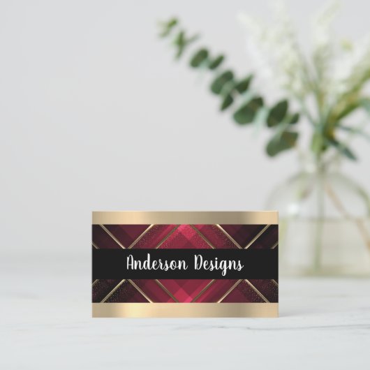 Gold Trim | Rode strepen Visitekaartje (Staand voorkant)