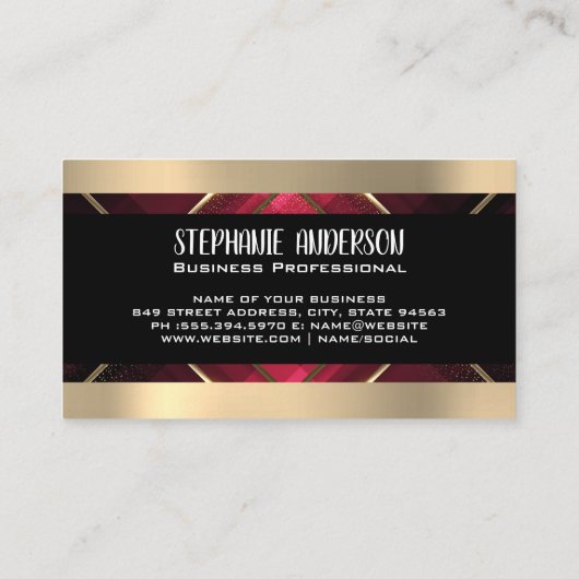 Gold Trim | Rode strepen Visitekaartje (Achterkant)