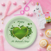 Gold-trimmed Green Heart met Shamrocks Papieren Bordje (Feest)