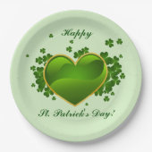 Gold-trimmed Green Heart met Shamrocks Papieren Bordje (Voorkant)
