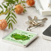 Gold-trimmed Green Heart met Shamrocks Sleutelhanger (Zijkant)