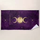 Gold Triple Moon Paars Celestial - Aangepast Strandlaken (Voorkant)