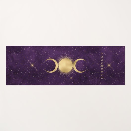 Gold Triple Moon Paars Celestial  Yogamat (Voorkant (horizontaal))