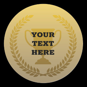 Gold trophy bekroond ronde sticker