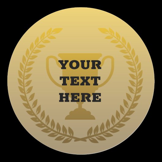 Gold trophy bekroond ronde sticker