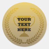 Gold trophy bekroond ronde sticker (Voorkant)
