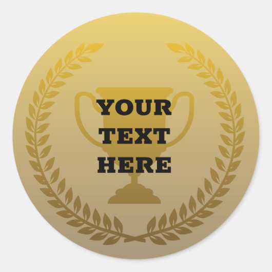 Gold trophy bekroond ronde sticker (Voorkant)