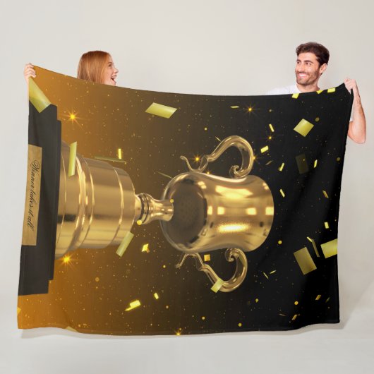 Gold Trophy Blanket – Sports Fan Throw Fleece Deken (In situ)