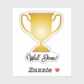 Gold Trophy Cup Well Done Award Sticker (Vel)
