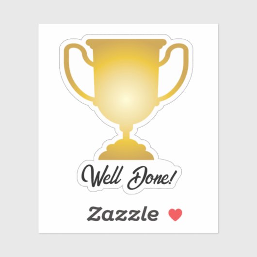 Gold Trophy Cup Well Done Award Sticker (Vel)