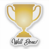 Gold Trophy Cup Well Done Award Sticker (Voorkant)