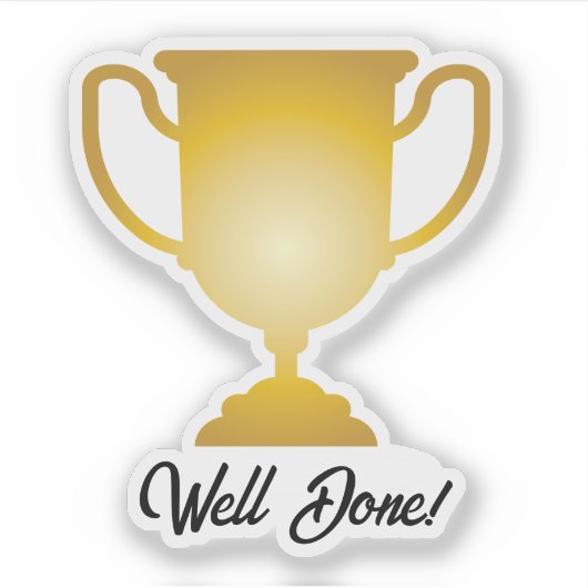 Gold Trophy Cup Well Done Award Sticker (Voorkant)