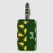 Gold trophy green pattern bagagelabel (Voorkant (verticaal))