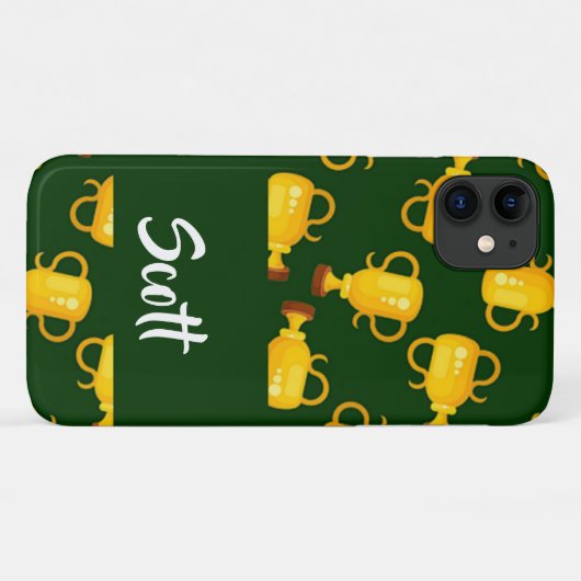 Gold trophy green pattern Case-Mate iPhone case (Achterkant (horizontaal))