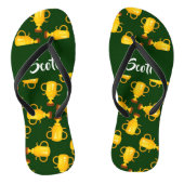 Gold trophy green pattern teenslippers (Voetbed)