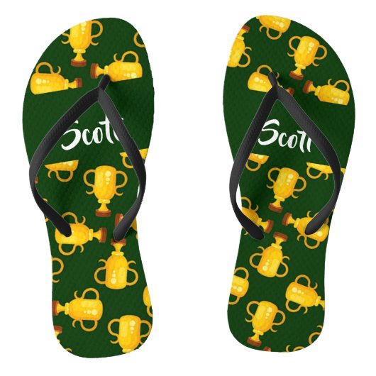 Gold trophy green pattern teenslippers (Voetbed)