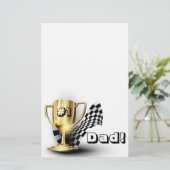 Gold Trophy NUmber One Pap Vaderdag Briefpapier (Staand voorkant)