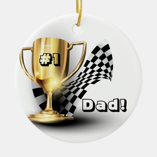 Gold Trophy NUmber One Pap Vaderdag Keramisch Ornament (Voorkant)