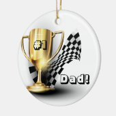 Gold Trophy NUmber One Pap Vaderdag Keramisch Ornament (Links)