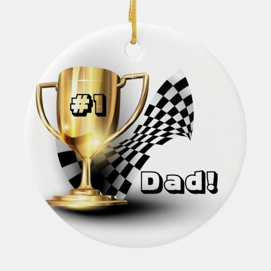 Gold Trophy NUmber One Pap Vaderdag Keramisch Ornament (Achterkant)