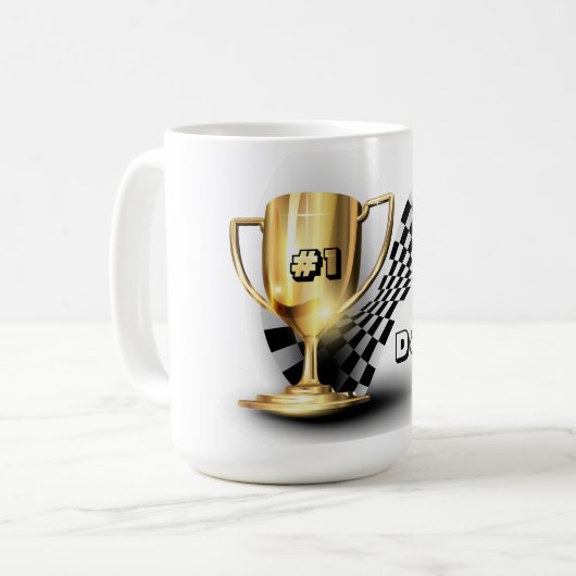 Gold Trophy NUmber One Pap Vaderdag Koffiemok (Voorkant links)