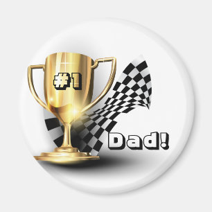 Gold Trophy NUmber One Pap Vaderdag Magneet