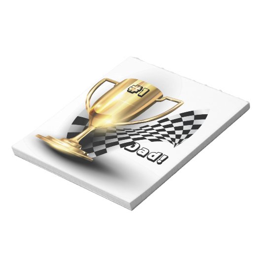 Gold Trophy NUmber One Pap Vaderdag Notitieblok (Linkerzijde)