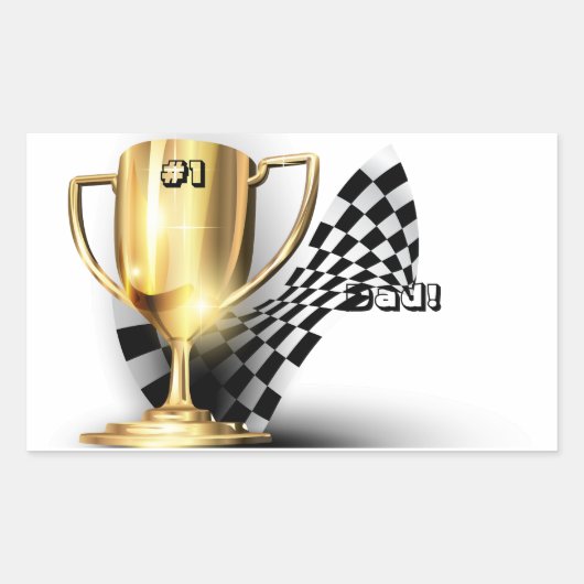 Gold Trophy NUmber One Pap Vaderdag Rechthoekige Sticker (Voorkant)