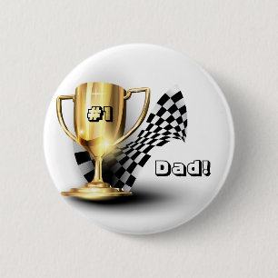 Gold Trophy NUmber One Pap Vaderdag Ronde Button 5,7 Cm