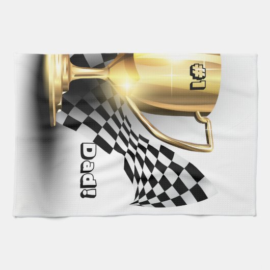 Gold Trophy NUmber One Pap Vaderdag Theedoek (Horizontaal)