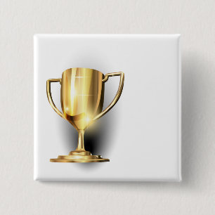 Gold Trophy Vierkante Button 5,1 Cm