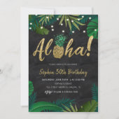 Gold Tropical Aloha Birthday Invitation Kaart (Voorkant)