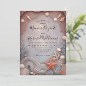 Gold Tropical Beach Roos Paar's Day bruiloft Kaart (Staand voorkant)