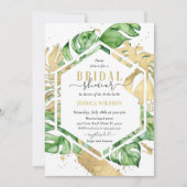 Gold Tropical Bridal Shower-uitnodiging Kaart (Voorkant)