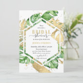 Gold Tropical Bridal Shower-uitnodiging Kaart (Staand voorkant)