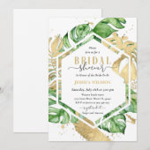 Gold Tropical Bridal Shower-uitnodiging Kaart (Voorkant / Achterkant)