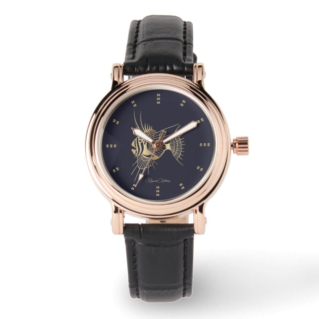 Gold Tropical Fish Luxury Horloge (Voorkant)